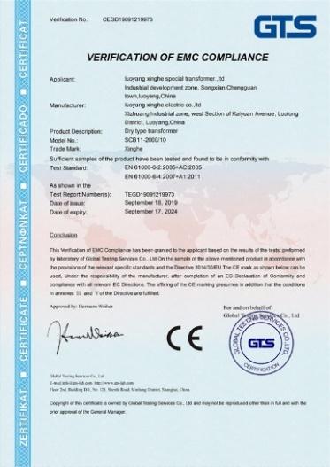 CE - Luoyang Xinghe Special Transformer Co., Ltd.