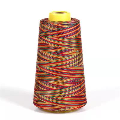 China High Tenacity Rainbow Overlock Yarn Multicolor 100% Polyester Sewing Thread Household Sewing Thread for sale