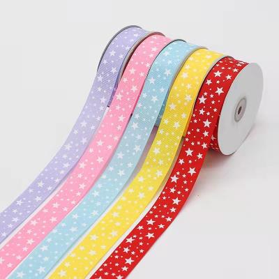 China Recyled Instock 1 Inch Grosgrain Ribbon Printed Logo Grosgrain Ribbon Cards Gift Wrap Flower Ribbon for sale