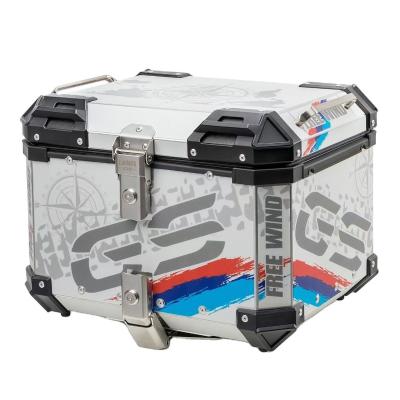 China Popular Design Trunk Alloy Tail Aluminum Top Motorcycle Box with Silver Unique Color for sale