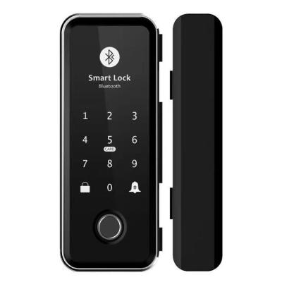 China Office Tuya App Fingerprint Electronic Password Door Lock Smart Glass Frameless Glass Aluminum Door Lock Smart Glass Aluminum Door Lock for sale