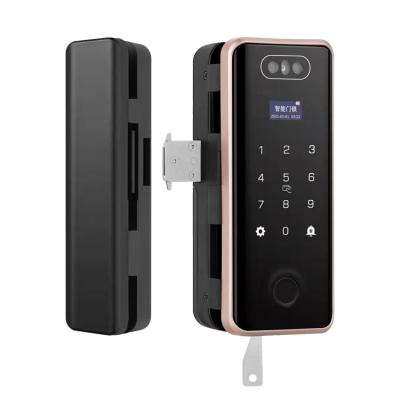 China Small Sliding Door Digital App Smart Tuya Fingerprint Office Fingerprint Glass Card Lock Smart Keyless Door Lock for sale