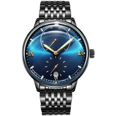 China China Custom Luxury Mens Alarm Bome Automatic Mechanical Wrist Watch Genuine Leather Strap for sale