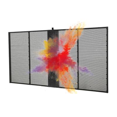 China Indoor And Semi-outdoor Transparent Advertising Screen 70 Transparent Rate P3.9 LED Video Wall for sale