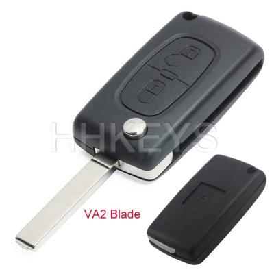 China Hot Sale 2 Button VA2 Blade Remote Replacemnt Flip Key Housing For 307 C4 C5 Car Key Case Without Battery Place CE0523 for sale