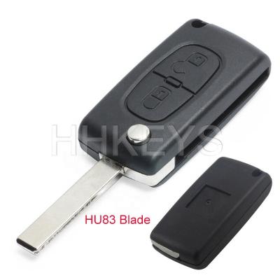 China Peugeot Best Quality 2 Button Key Shell Case For 407 C2 C3 C4 Remote Car Flip Key With Battery Holder CE0536 for sale