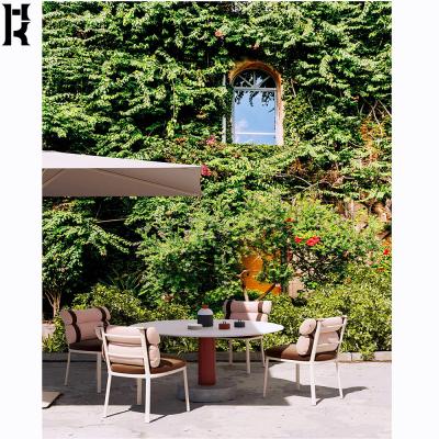 China Modern Outdoor Aluminum Furniture Set Modern Style Dining Table Set Comfortable Garden Dining Chair for sale