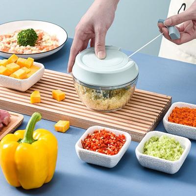 China Sustainable Manual Vegetable Cutter Kitchen Gadgets Food Processor Hand pulling Garlic Chopper Mini Garlic Grinder vegetable slicer for sale