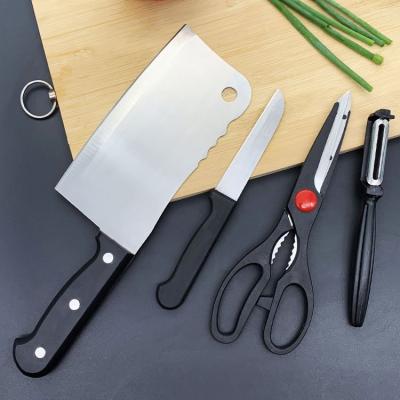 China Sustainable Professional 4pcs  Stainless Steel Chef Cooking Kitchen Knife Set with Scissors peeler for sale