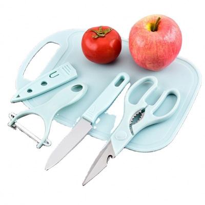 China Sustainable Eco-friendly BPA Free Natural Straw 5 pcs Non Slip Wheat Fiber Chopping Board with Scissors peeler fruit knife for sale