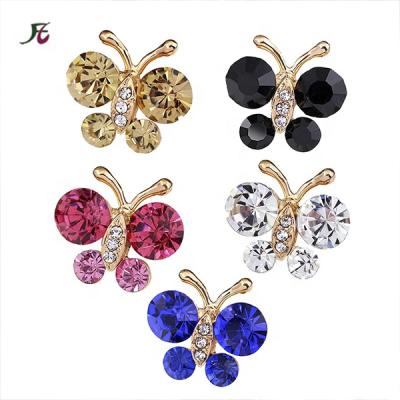 China Cute Gold Plated Butterfly Pin Brooch For Shirt Collar Clothes Mini Stylish Gold Crystal Rhinestone Pendant Brooches Small Pin Brooch for sale