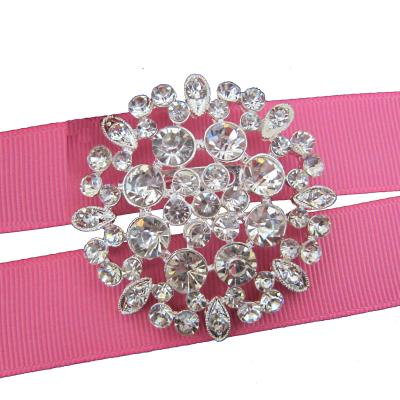 China Custom Crystal Rhinestone Chair Sash Ribbon brooch for bags wedding rhinestone brooch pins for sale