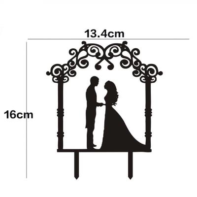 China Marry Engagement Cake Topper for Couples Black Cake Topper Acrylic, Anniversary Cake Topper, for sale