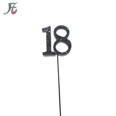 China New Style Holiday Decorations Black Number Rhinestone Cake Topper Cake Toppers For Cake Decorating for sale