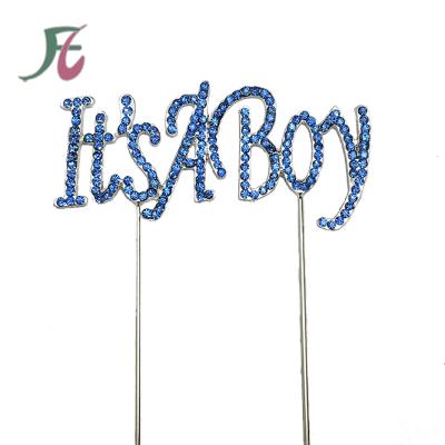 China Rhinestone and rhinestones this is a boy rhinestone cake topper for boys birthday party cake decoration gender reveal cake topper for sale