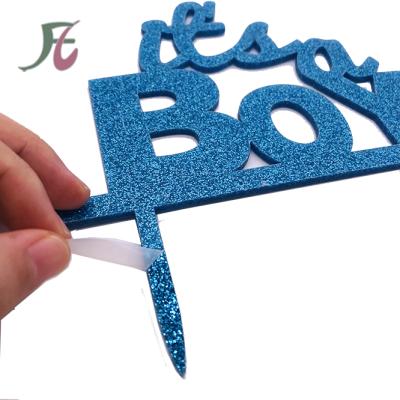 China Blue Celebration It's A Cake Topper, Cake Topper, Happy Birthday Boy Girl Glitter Acrylic Cake Topper for sale