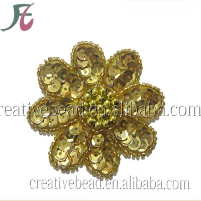 China 2018 3D flower shaped sequins fabric applique gold sequins applique cheap patch sale for sale