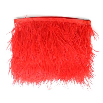 China Fashion and Natural Ostrich Feather Trim 8-10cm Shape Dyed Ostrich Feather Fringe Feather Trimming Tassel for Clothing for sale