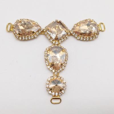 China New Fashion 2pcs/pair Accessories Metal Rhinestone Bikini Connector Sewing Buckle Slipper Chains DIY Chain Crystal Garment for sale