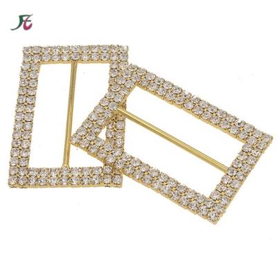 China Gold Nickel Free Double Rows Rectangle Rhinestones Alloy Slider Buckles For Women Scarf (Accept Custom Made) for sale