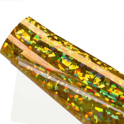 China Korean Clothing Garment Accessories Hologram Gold Color Heat Transfer Film Material Vinyl For Korean Dress for sale