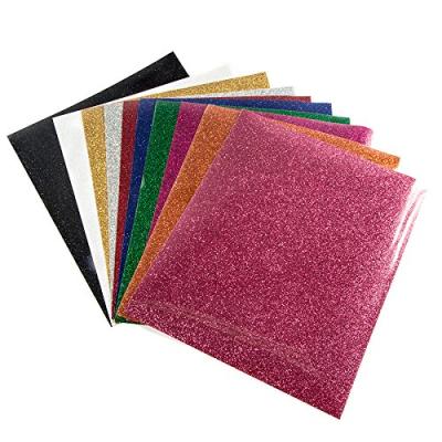 China Korean Quality Heat Transfer Weed Glitter Easy Iron On Vinyl Assorted Colors 10 Sheets Heat Transfer Vinyl Sheets Glitter Vinyl for sale