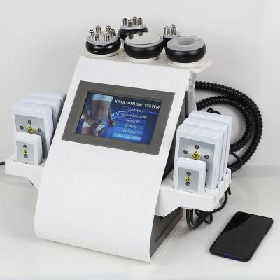 China New 8 Weight Loss Pads RF Vacuum Cavitation Lipo 6 In 1 40K Laser Slimming Fat Reduce System Machine For Home Use for sale