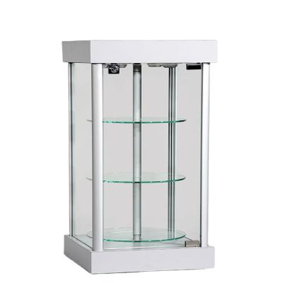 China Ships Fully Assembled Hot-sell minimum price pavilion aluminum jewelry display showcase rotating glass store display showccase with light for sale