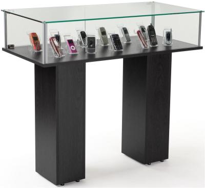 China Super Mall Glass Pedestal Showcase with Tempered Glass Case and Black Veneer MDF Base-Assembled Required for sale