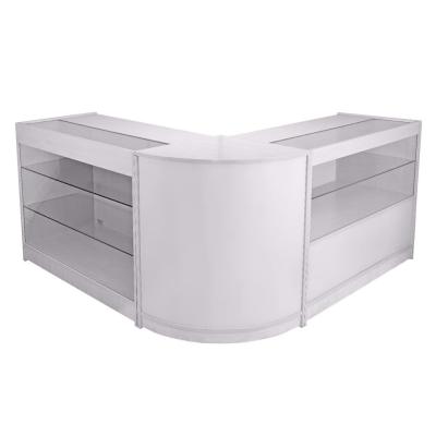 China Superb Set of Mall MonsterShop Pegasus Store Counters and Glass Retail Showcase Cabinet Display, Glossy White, Melamine MDF for sale