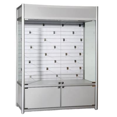 China Ships Fully Collected Brand Digital Products Display Cabinet Stereoscopic Aluminum Glass Display Cabinet for sale