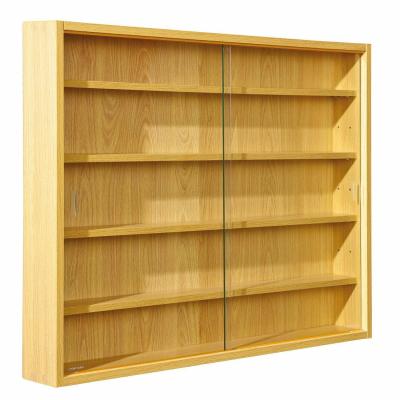 China Lockable Display Cabinet Wall Rack Wooden Beech Glass Fronts Collectible Exhibit for sale