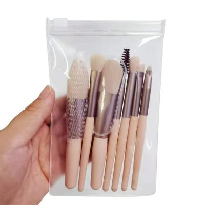 China Mini Make Up Brushes Kit Custom Durable 8 Pcs Synthetic Logo Matte Small Makeup Brush Travel Custom Set With Bag for sale