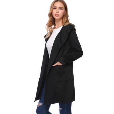 China Loose Fit Women's Front Pocket Cardigan Casual Hooded Knit Cardigan for sale