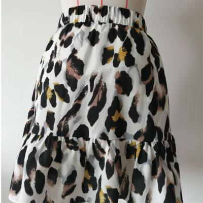 China Breathable Leopard Print Eaist Layer Elastic Ruffle Edge Women's Short Skirt for sale