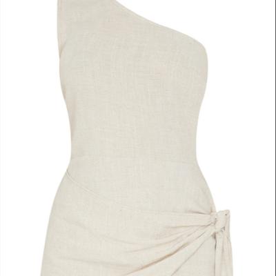 China Breathable Stone One Shoulder Knot Detail Wrap Skirt Bodycon Canvas Dress for sale