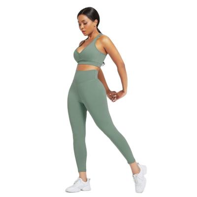 China Breathable Popular Border Women's Fitness Suit Yoga Long Sleeve Tops Running High Waist Yoga Pants Women's Two Piece Set for sale