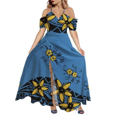 China Hawaii Plumeria Anti-Static Women Plus Size Deep V Neckline Dresses Plus Size Women Dress 2021 Summer for sale