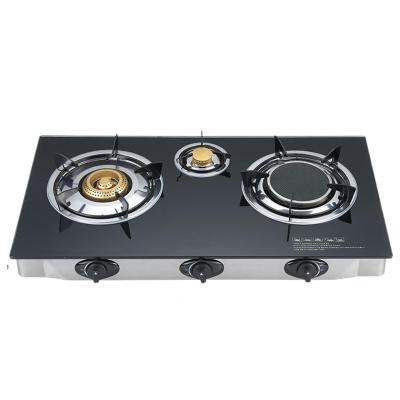 China Factory Price Luxury Tempered Glass Triple Burner 3 Hobs With Competitive Price Gas Cooker Gas Stove for sale