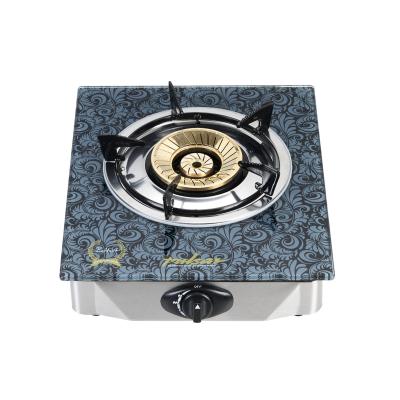 China Luxury Wholesale Single Burner Factory Price Dispenser Gas Stove Brass Gas Cooker Tempered Glass for sale