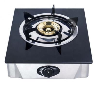 China High Quality Simple Single Burner Brass Dispenser Hob Household Tempered Glass Gas Stove Gas Cooker for sale