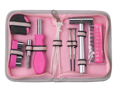 China 31PCS Pink Mulit-purpose Tool Hand Sets For Women Gauge Tape Sockets Bit Holder Hammer Precision Screwdriver for sale