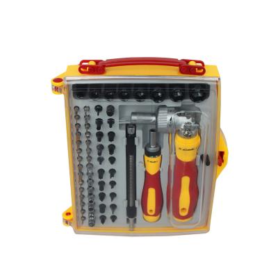 China Portable Type Tools 63pcs Hand Screwdriver And Socket Set With 2 Way Ratchet Handles for sale