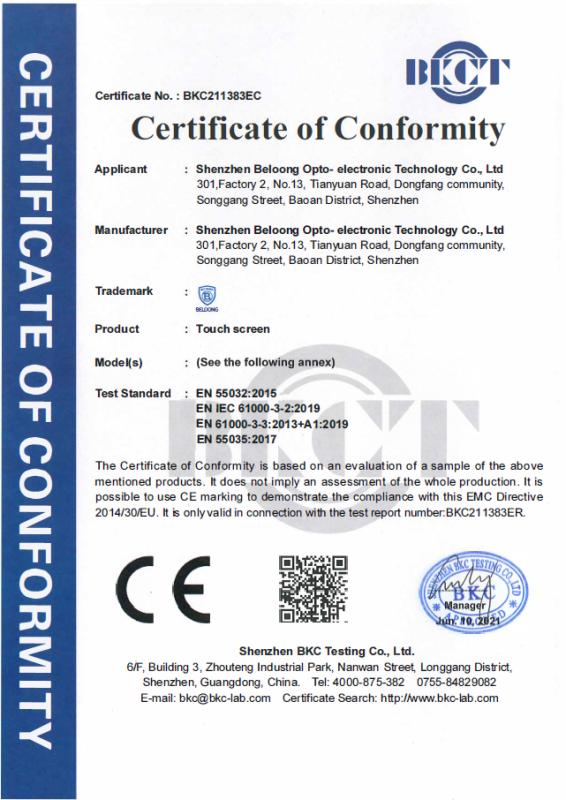 CE - Shenzhen Beloong Opto- Electronic Technology Co., Ltd.