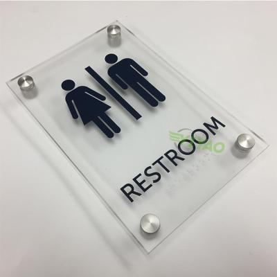 China YIYAO Buildings Sign Toilet Room Wall Mounted Acrylic Washroom Signage For Office Restroom Door for sale