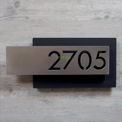 China YIYAO Modern Stainless Steel Room Address Aluminum Modern Door Number Sign For Hotel for sale