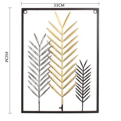 China Metal Wall Art Leaf Golden Wall Decoration for Porch Restaurant Decor for sale