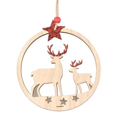 China Wooden Christmas Wooden Deer Decoration Hanging Christmas Ornaments for sale