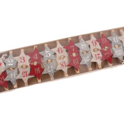 China Wooden Calendar Wooden Crafts/Felt With Mini Wood Christmas Tree And Stars Peg Decor for sale