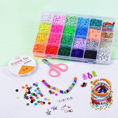 China Jewelry Making Colorful Grids DIY Beaded Jewelry Making Kits Polymer Clay Pottery Beads Kit Soft Ceramic Bead Set For Bracelet for sale